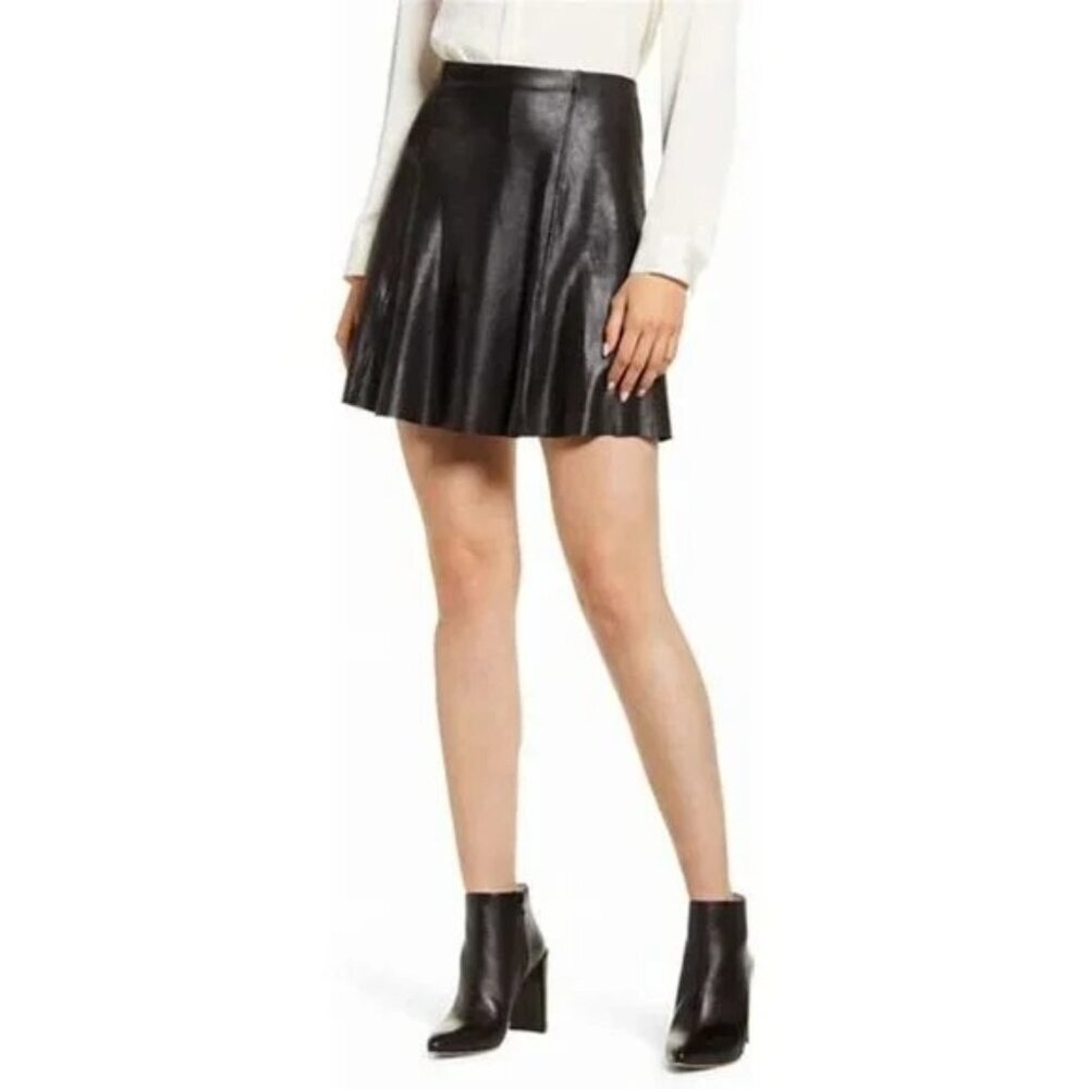 NEW Spanx Faux Leather Flouncy Skirt Size Medium Black New With Tag